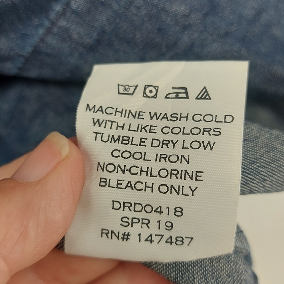 Draper James Chambray Ruffle Shift Dress Size 2 - Picture 9 of 12